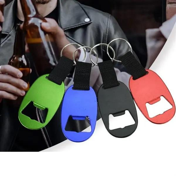 Aluminum Bottle Opener Keychain with Nylon Strap - Aluminum Bottle Opener Keychain with Nylon Strap - Image 3 of 4