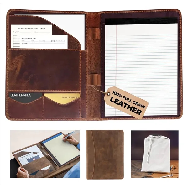 Leather Portfolio Professional Organizer Padfolio w/Pen - Leather Portfolio Professional Organizer Padfolio w/Pen - Image 0 of 9