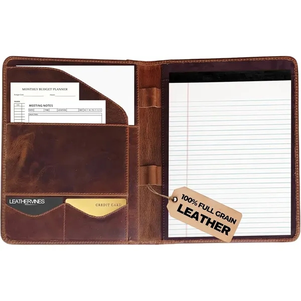 Leather Portfolio Professional Organizer Padfolio w/Pen - Leather Portfolio Professional Organizer Padfolio w/Pen - Image 2 of 9