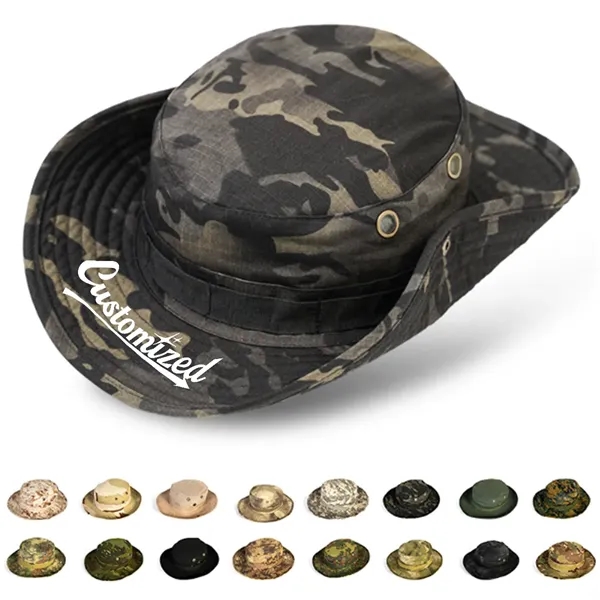 Wide Brim Camo Boonie Hat with Eyelets for Outdoors - Wide Brim Camo Boonie Hat with Eyelets for Outdoors - Image 0 of 5