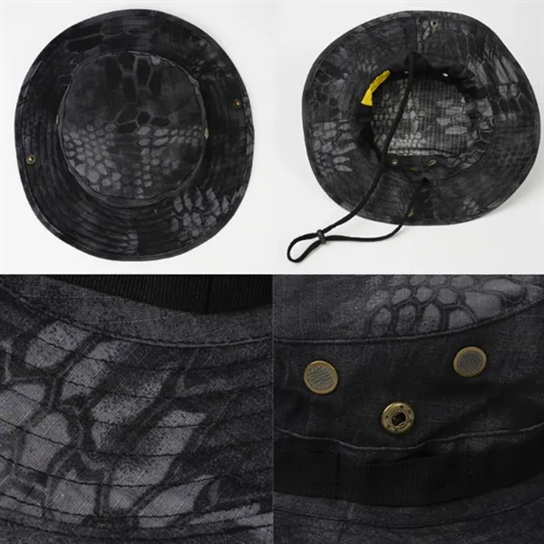 Wide Brim Camo Boonie Hat with Eyelets for Outdoors - Wide Brim Camo Boonie Hat with Eyelets for Outdoors - Image 3 of 5