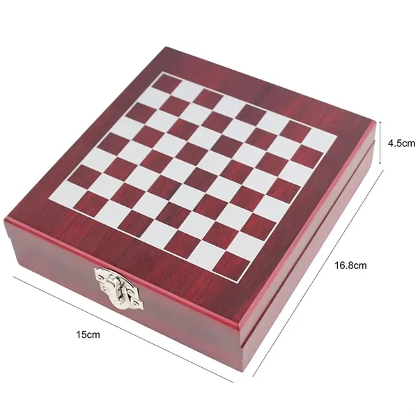 Wooden Chess and Wine Tool Gift Set with Game Board Lid - Wooden Chess and Wine Tool Gift Set with Game Board Lid - Image 1 of 13