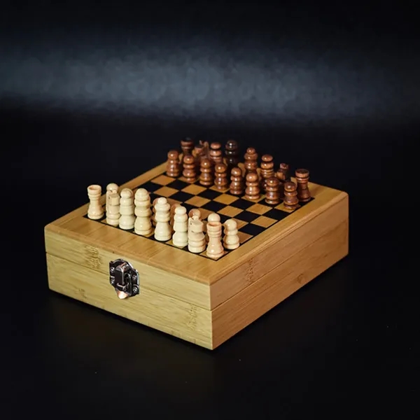 Wooden Chess and Wine Tool Gift Set with Game Board Lid - Wooden Chess and Wine Tool Gift Set with Game Board Lid - Image 8 of 13