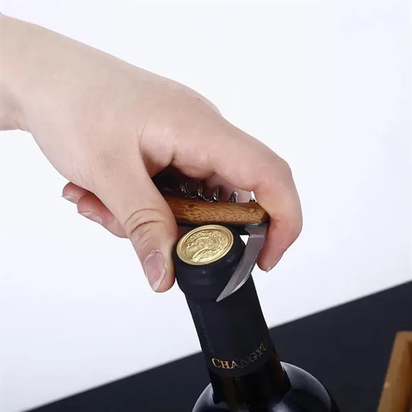 Wooden Chess and Wine Tool Gift Set with Game Board Lid - Wooden Chess and Wine Tool Gift Set with Game Board Lid - Image 12 of 13