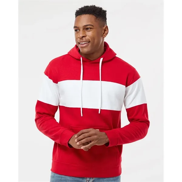 J. America Men's Varsity Fleece Colorblocked Hooded Sweat... - J. America Men's Varsity Fleece Colorblocked Hooded Sweat... - Image 0 of 18