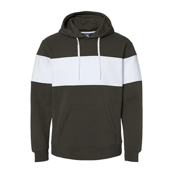 J. America Men's Varsity Fleece Colorblocked Hooded Sweat... - J. America Men's Varsity Fleece Colorblocked Hooded Sweat... - Image 1 of 18