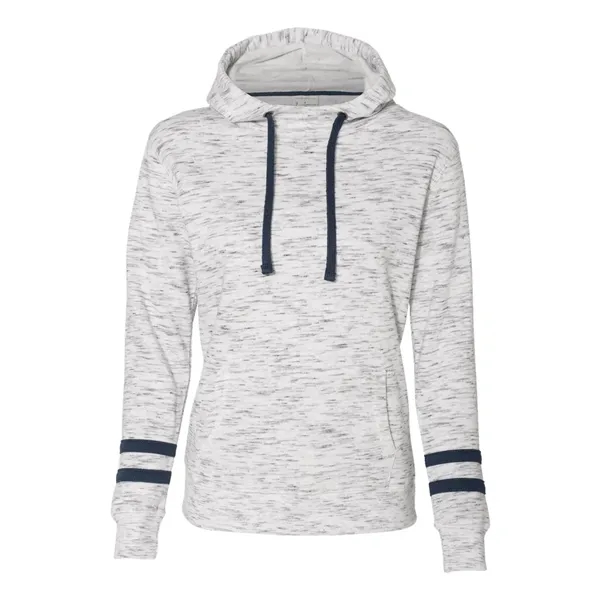 J. America Women's Melange Fleece Striped-Sleeve Hooded S... - J. America Women's Melange Fleece Striped-Sleeve Hooded S... - Image 3 of 8