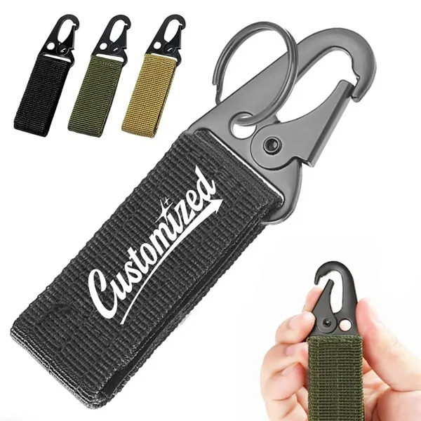 Custom MOLLE Tactical Webbing Strap Carabiner Keychain Clip - Custom MOLLE Tactical Webbing Strap Carabiner Keychain Clip - Image 0 of 6