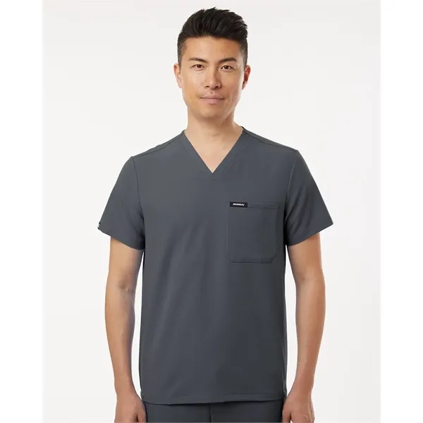 Jaanuu Men's Holmes Everyday 1-Pocket Scrub V-Neck Top - Jaanuu Men's Holmes Everyday 1-Pocket Scrub V-Neck Top - Image 0 of 10