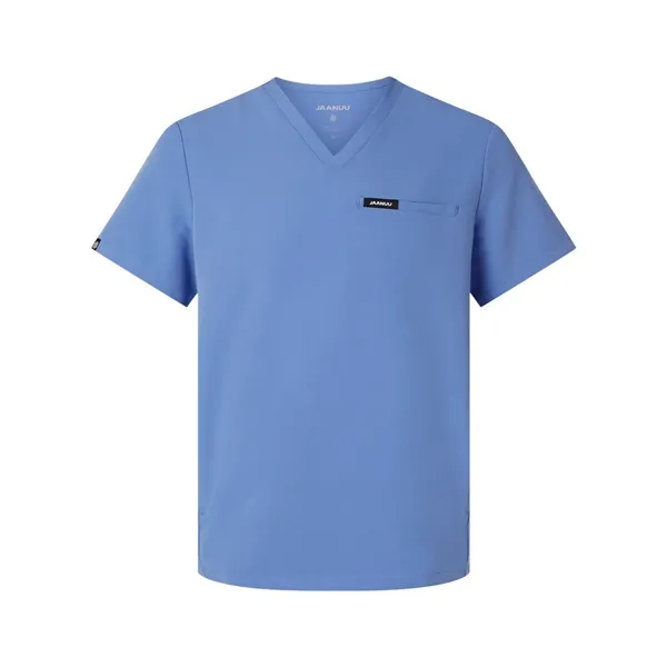 Jaanuu Men's Platt 3-Pocket Scrub V-Neck Top - Jaanuu Men's Platt 3-Pocket Scrub V-Neck Top - Image 4 of 10