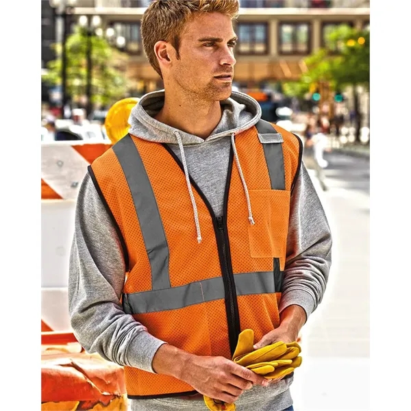 Kishigo Unisex Single Pocket Zipper Mesh Class 2 Vest - Kishigo Unisex Single Pocket Zipper Mesh Class 2 Vest - Image 0 of 6