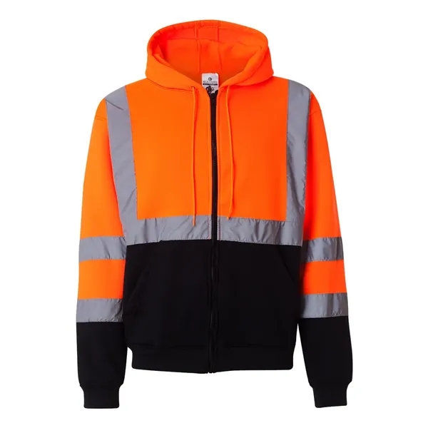 Kishigo Unisex Hi-Vis Full-Zip Hooded Sweatshirt - Kishigo Unisex Hi-Vis Full-Zip Hooded Sweatshirt - Image 4 of 6