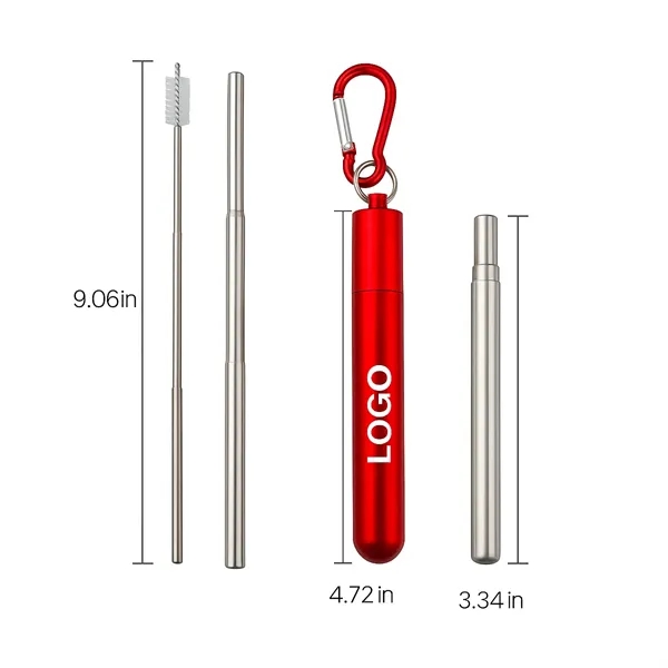 Reusable Collapsible Stainless Steel Straws with Case - Reusable Collapsible Stainless Steel Straws with Case - Image 1 of 4