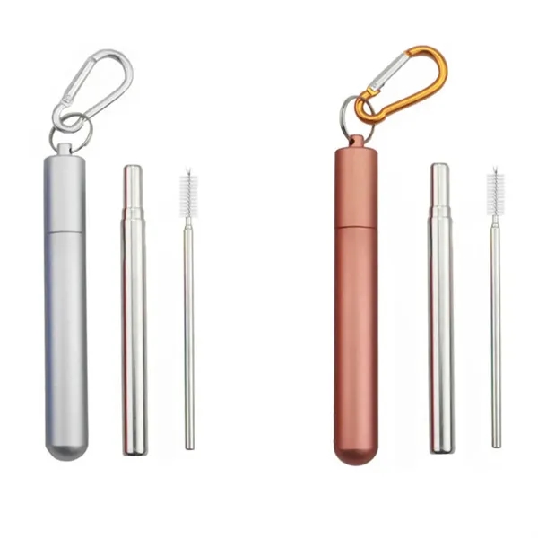 Reusable Collapsible Stainless Steel Straws with Case - Reusable Collapsible Stainless Steel Straws with Case - Image 3 of 4