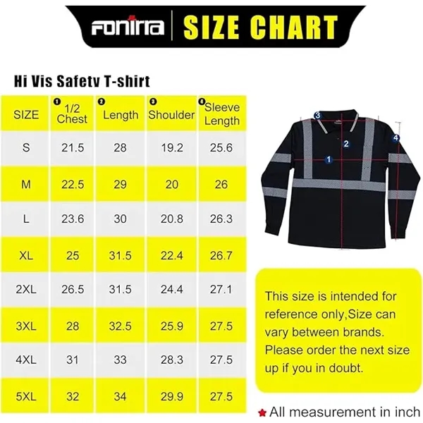 Reflective Long Sleeve Safety Polo Shirt Men Work Apparel - Reflective Long Sleeve Safety Polo Shirt Men Work Apparel - Image 2 of 4