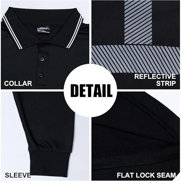 Reflective Long Sleeve Safety Polo Shirt Men Work Apparel - Reflective Long Sleeve Safety Polo Shirt Men Work Apparel - Image 3 of 4