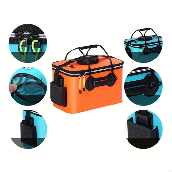 Custom EVA Folding Fishing Outdoor Bucket with Mesh Lid - Custom EVA Folding Fishing Outdoor Bucket with Mesh Lid - Image 2 of 7