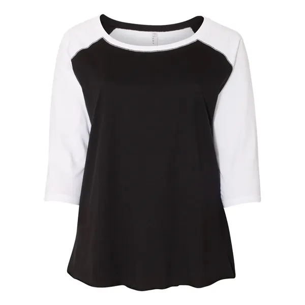 LAT Women's Curvy Collection Baseball Three-Quarter Sleev...