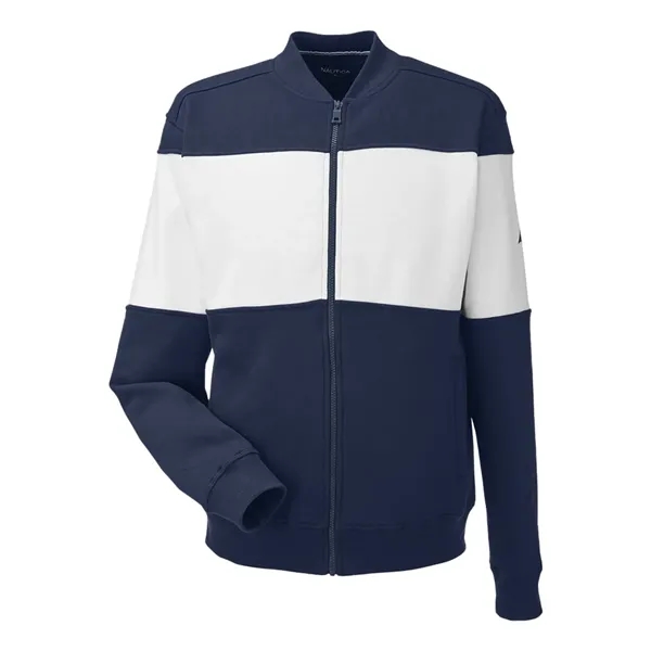 Nautica Unisex Anchor Fleece Colorblocked Bomber Jacket - Nautica Unisex Anchor Fleece Colorblocked Bomber Jacket - Image 3 of 4