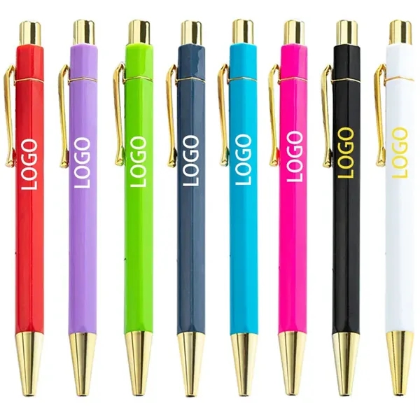 Custom Plastic Gold Hexagon Ballpoint Pen - Custom Plastic Gold Hexagon Ballpoint Pen - Image 0 of 19