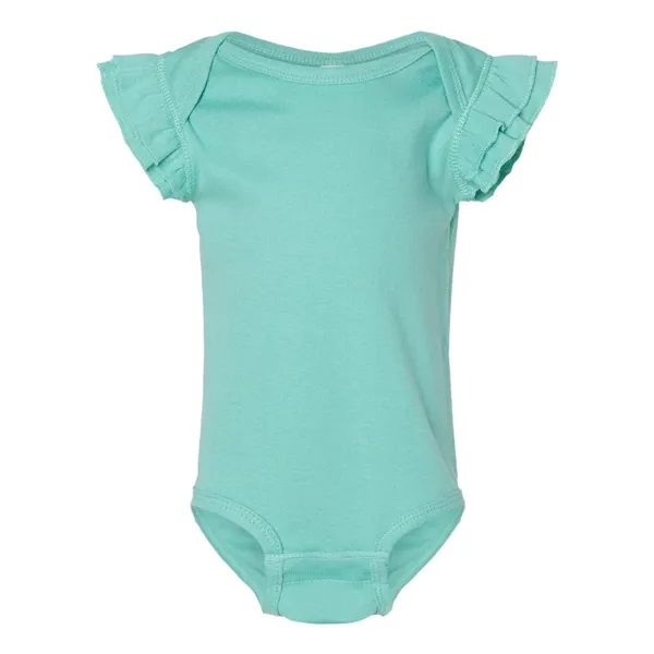 Rabbit Skins Infant Flutter Sleeve Baby Rib Bodysuit - Rabbit Skins Infant Flutter Sleeve Baby Rib Bodysuit - Image 7 of 10