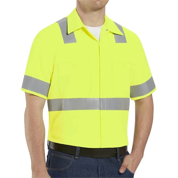 Red Kap Men's High Visibility Safety Short Sleeve Work Shirt - Red Kap Men's High Visibility Safety Short Sleeve Work Shirt - Image 0 of 8