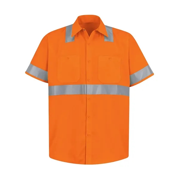 Red Kap Men's High Visibility Safety Short Sleeve Work Shirt - Red Kap Men's High Visibility Safety Short Sleeve Work Shirt - Image 3 of 8