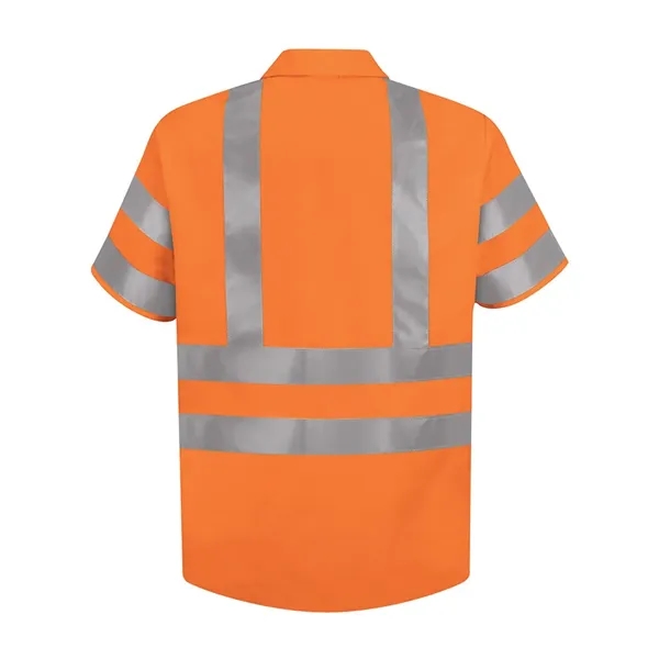 Red Kap Men's High Visibility Safety Short Sleeve Work Shirt - Red Kap Men's High Visibility Safety Short Sleeve Work Shirt - Image 7 of 8