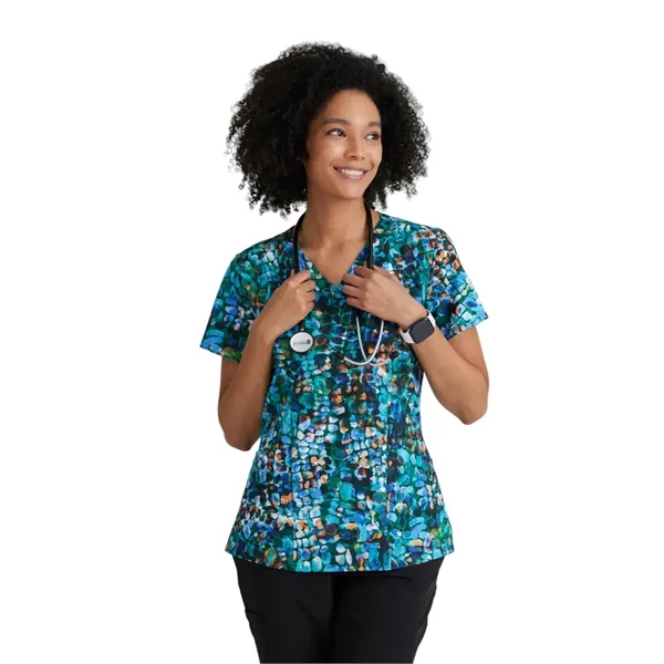 Barco One - Women's Four-Pocket V-Neck Thrive Print Scrub... - Barco One - Women's Four-Pocket V-Neck Thrive Print Scrub... - Image 0 of 5