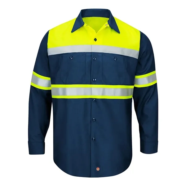 Red Kap Men's Hi-Visibility Colorblock Ripstop Long Sleev... - Red Kap Men's Hi-Visibility Colorblock Ripstop Long Sleev... - Image 3 of 4