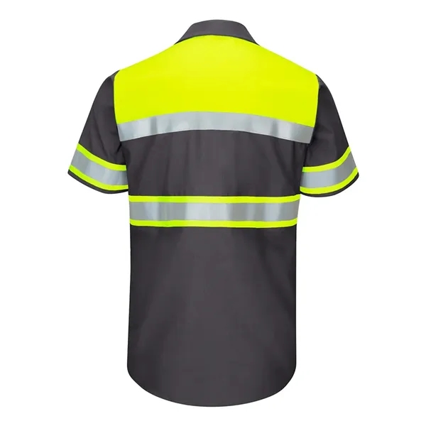 Red Kap Men's Hi-Visibility Colorblock Ripstop Short Slee... - Red Kap Men's Hi-Visibility Colorblock Ripstop Short Slee... - Image 2 of 4