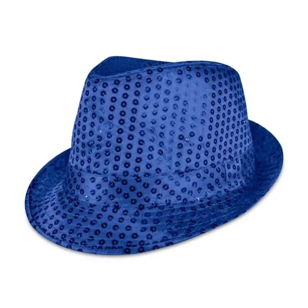 Blue Sequin LED Fedora Hat (Imprintable Bands Available) - Blue Sequin LED Fedora Hat (Imprintable Bands Available) - Image 5 of 5