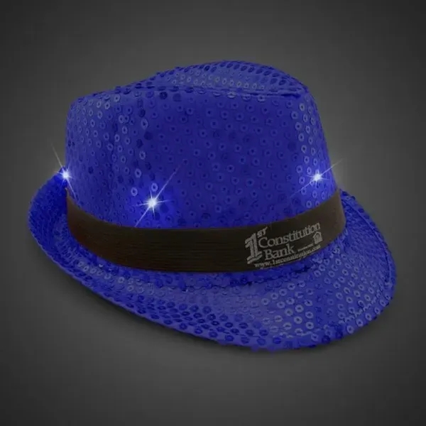 Blue Sequin LED Fedora Hat (Imprintable Bands Available) - Blue Sequin LED Fedora Hat (Imprintable Bands Available) - Image 3 of 5
