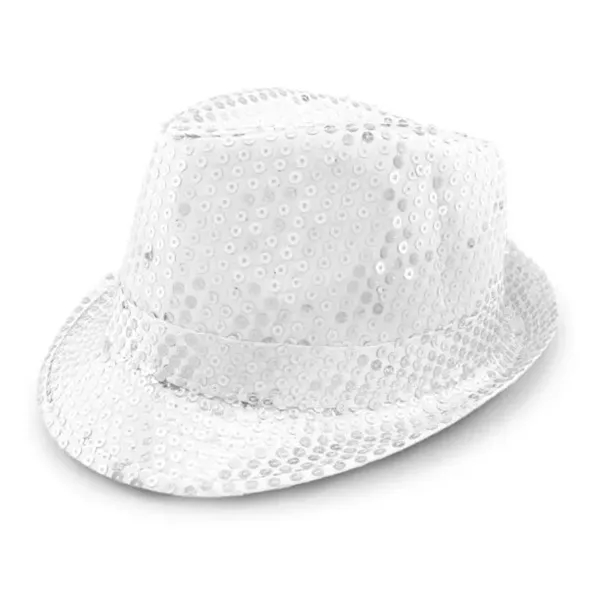 White Sequin LED Fedora Hat (Imprintable Bands Available) - White Sequin LED Fedora Hat (Imprintable Bands Available) - Image 5 of 5