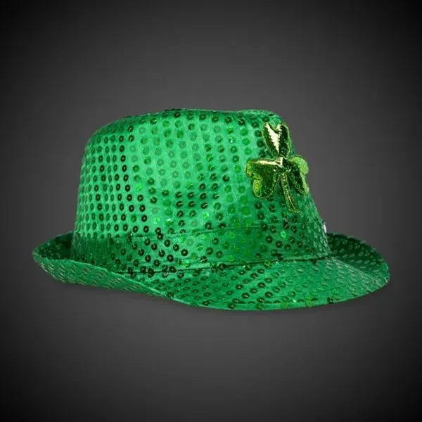 St Patrick's Light Up Sequin Fedora Hat - St Patrick's Light Up Sequin Fedora Hat - Image 2 of 4