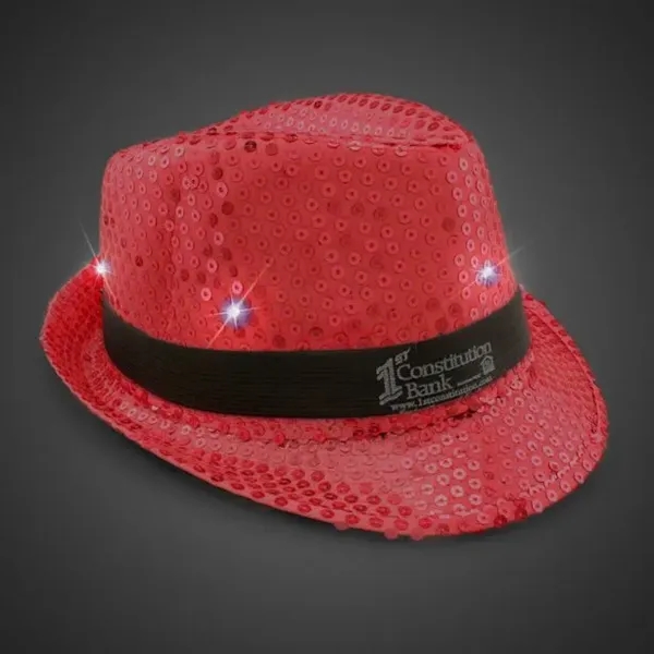 Red Sequin LED Fedora Hat - Red Sequin LED Fedora Hat - Image 3 of 5