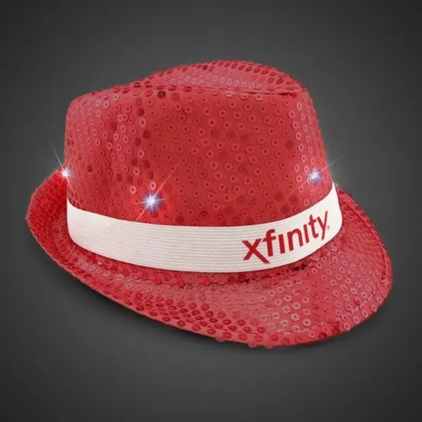 Red Sequin LED Fedora Hat - Red Sequin LED Fedora Hat - Image 2 of 5