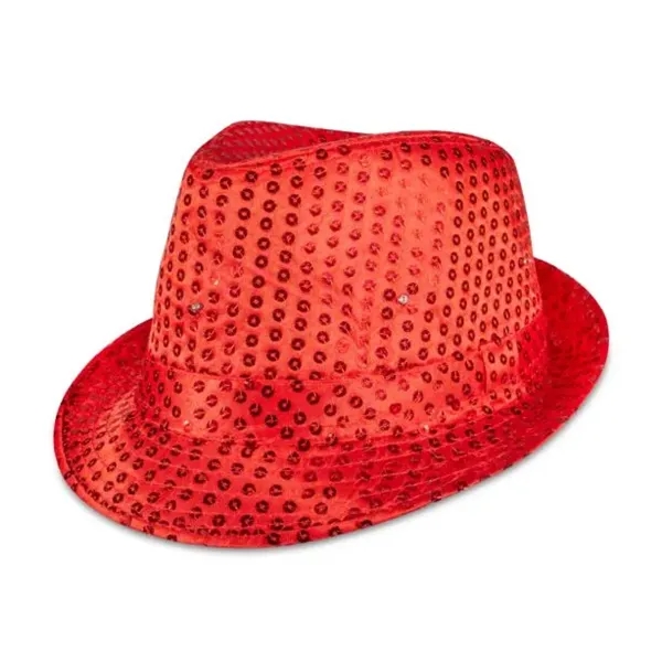 Red Sequin LED Fedora Hat - Red Sequin LED Fedora Hat - Image 5 of 5