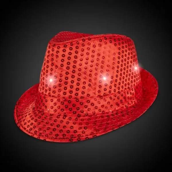 Red Sequin LED Fedora Hat - Red Sequin LED Fedora Hat - Image 4 of 5