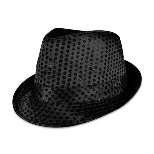 Black Sequin LED Fedora Hat (Imprintable Bands Available) - Black Sequin LED Fedora Hat (Imprintable Bands Available) - Image 5 of 5