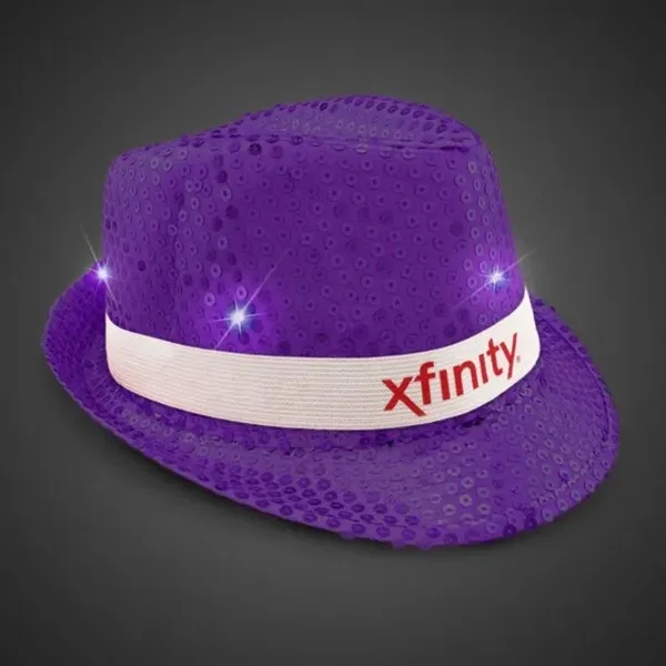 Purple Sequin LED Fedora Hat (Imprintable Bands Available) - Purple Sequin LED Fedora Hat (Imprintable Bands Available) - Image 2 of 5