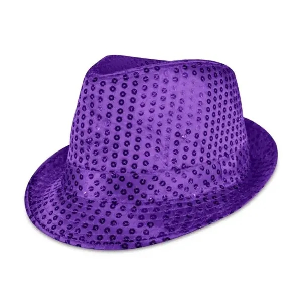 Purple Sequin LED Fedora Hat (Imprintable Bands Available) - Purple Sequin LED Fedora Hat (Imprintable Bands Available) - Image 5 of 5