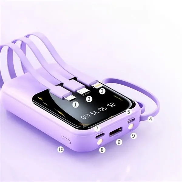 10000mAh 20W Fast Charge Power Bank with Cables - 10000mAh 20W Fast Charge Power Bank with Cables - Image 5 of 5