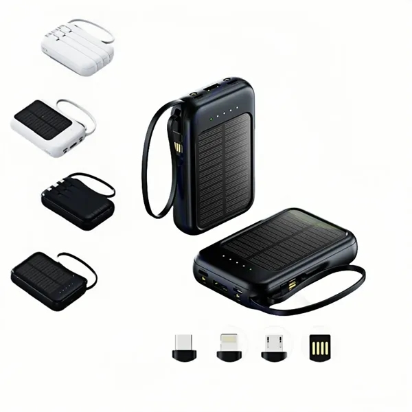 10000mAh Solar Power Bank With Built In Cables - 10000mAh Solar Power Bank With Built In Cables - Image 0 of 5