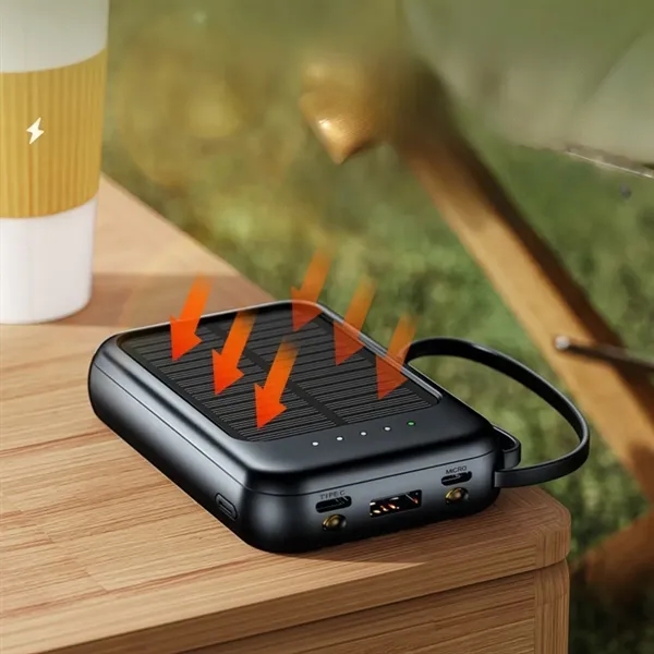 10000mAh Solar Power Bank With Built In Cables - 10000mAh Solar Power Bank With Built In Cables - Image 2 of 5