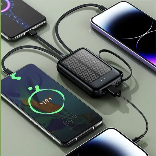 10000mAh Solar Power Bank With Built In Cables - 10000mAh Solar Power Bank With Built In Cables - Image 3 of 5