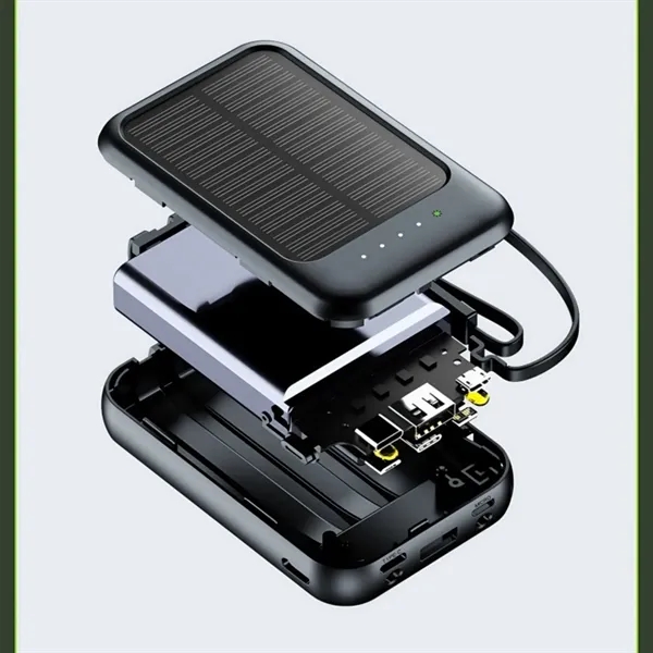 10000mAh Solar Power Bank With Built In Cables - 10000mAh Solar Power Bank With Built In Cables - Image 4 of 5