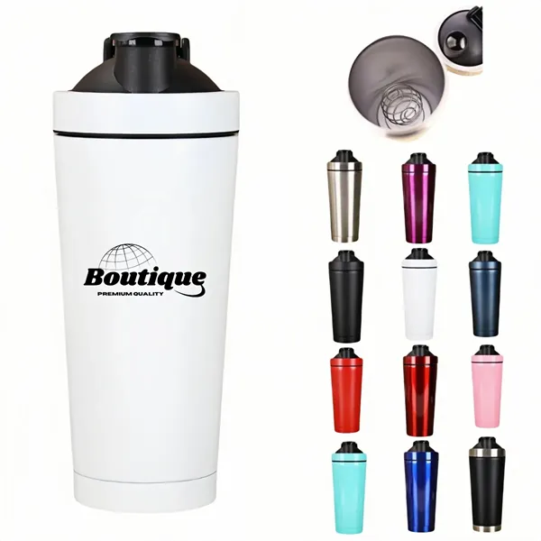 25Oz Stainless Steel Protein Shaker Bottle With Lid - 25Oz Stainless Steel Protein Shaker Bottle With Lid - Image 0 of 4