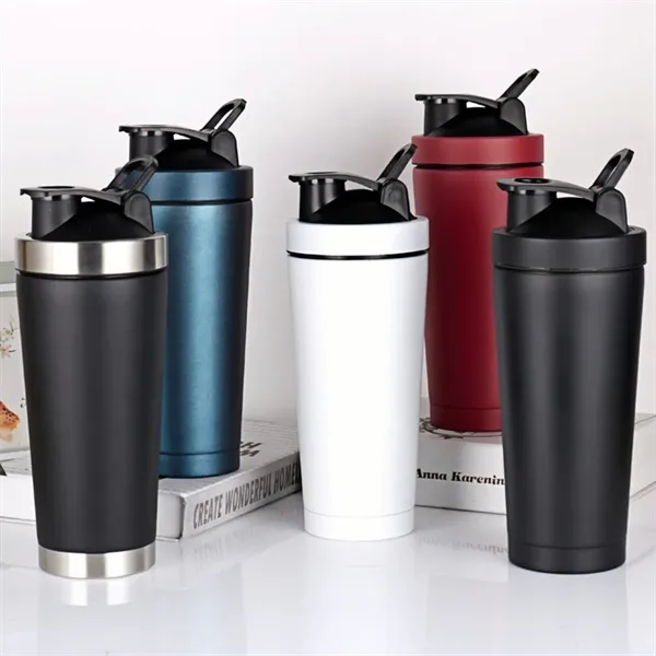 25Oz Stainless Steel Protein Shaker Bottle With Lid - 25Oz Stainless Steel Protein Shaker Bottle With Lid - Image 3 of 4