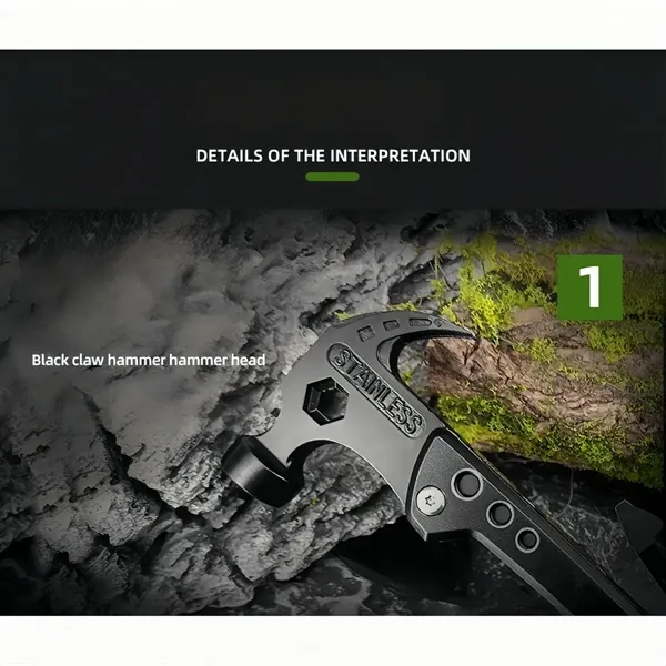 Stainless Steel Multi-Tool Hammer With Pliers & Knife - Stainless Steel Multi-Tool Hammer With Pliers & Knife - Image 5 of 6